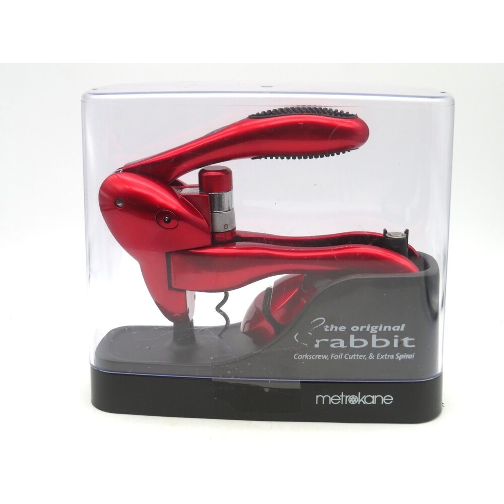 Metrokane The Original Rabbit Corkscrew Set Red Wine Opener Foil Cutter NIB